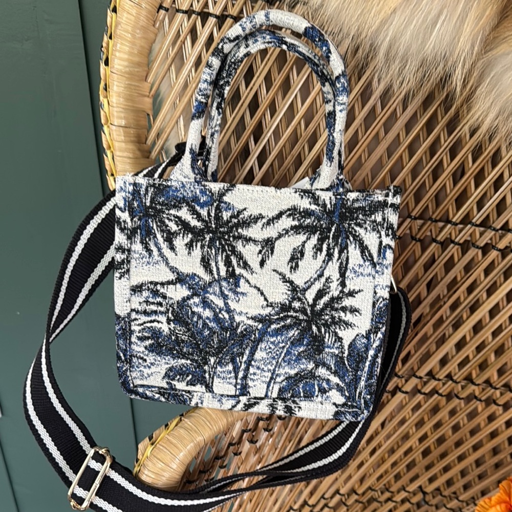NEW H&M Tropical Palm Tree Print Mini Tote Women's Bag